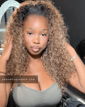 perruque flip over deep curl blond miel